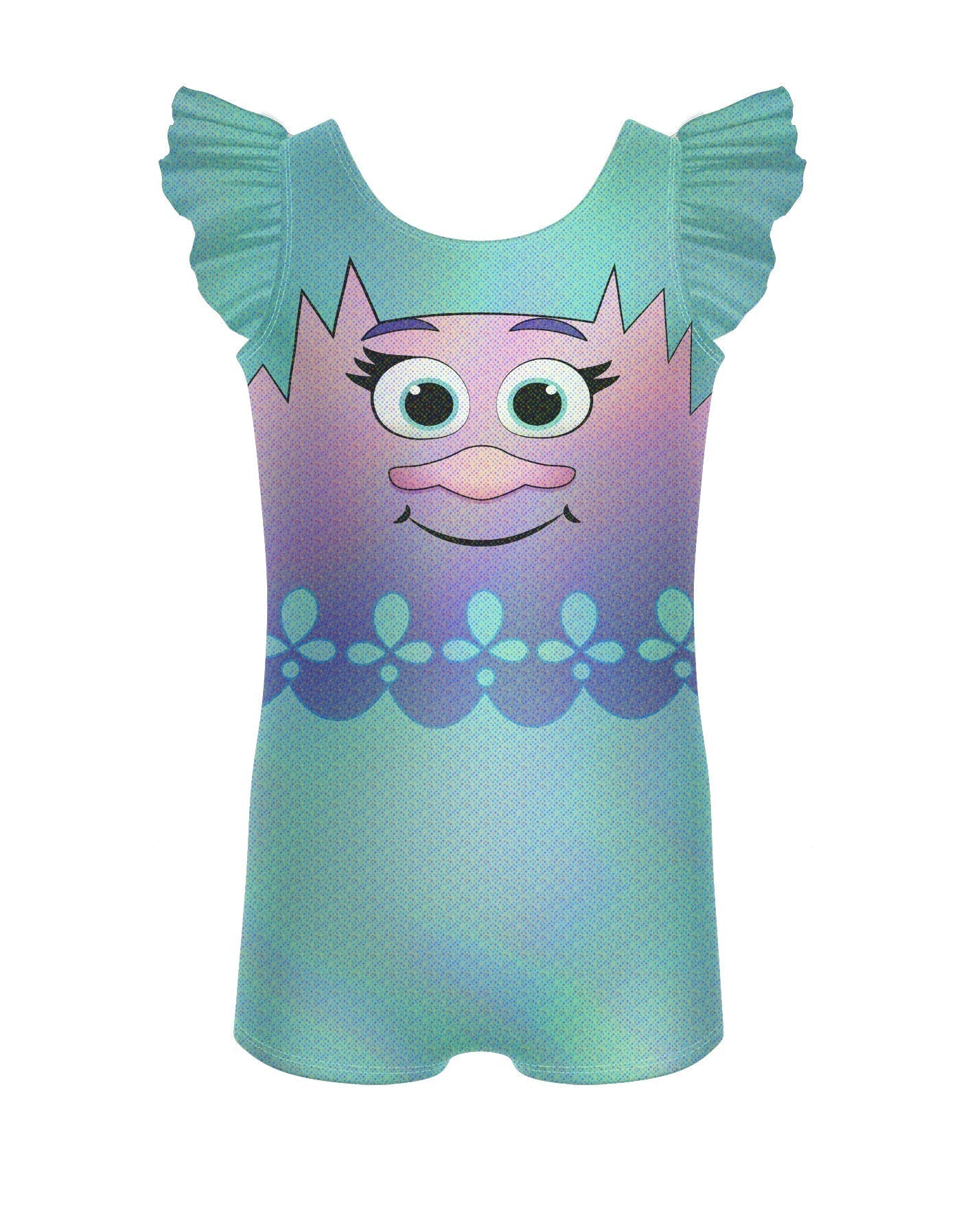 Little Gnomes Ombre Tank Biketard with Gather Sleeves