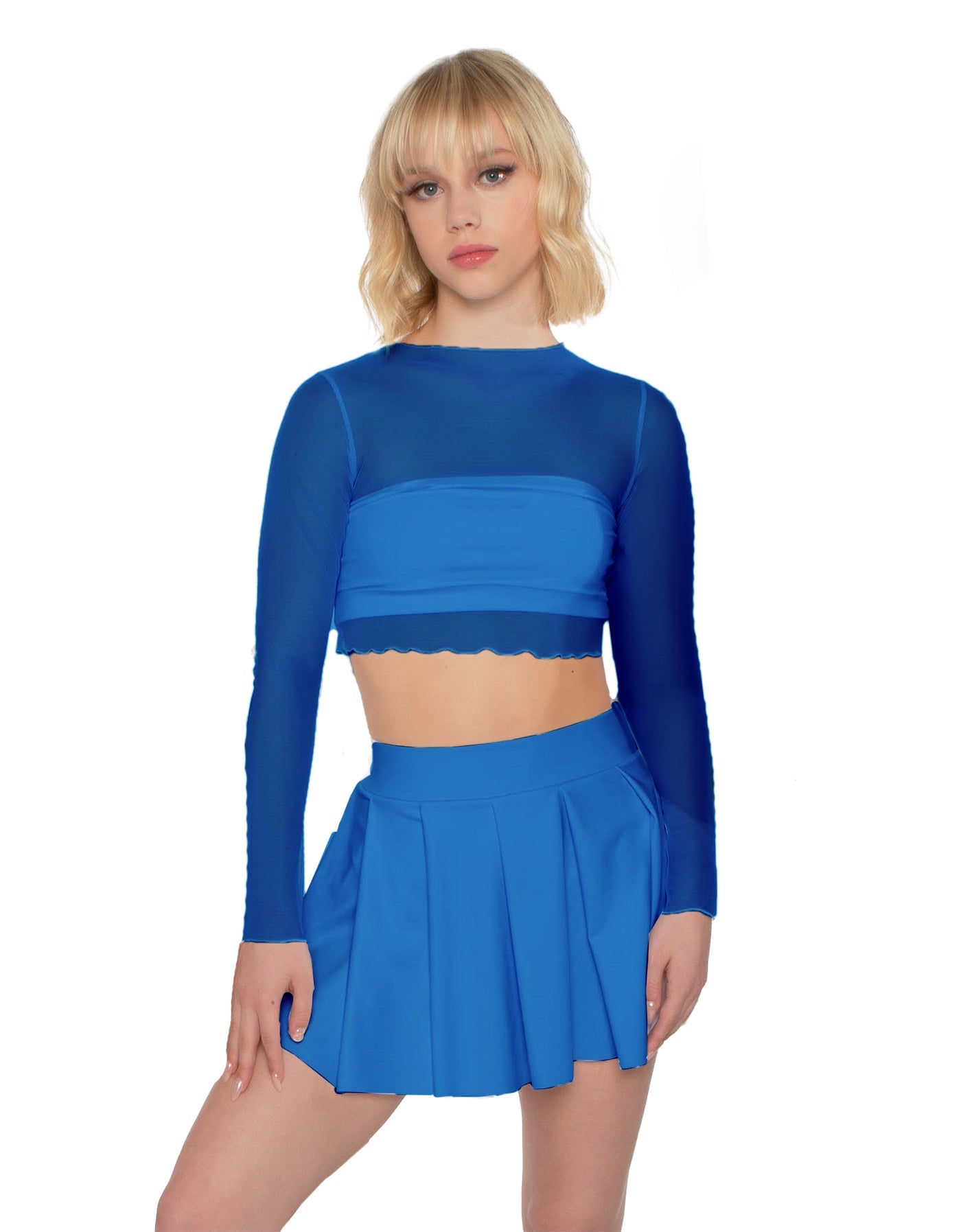 Solid Lycra Pleated Skirt with Panty