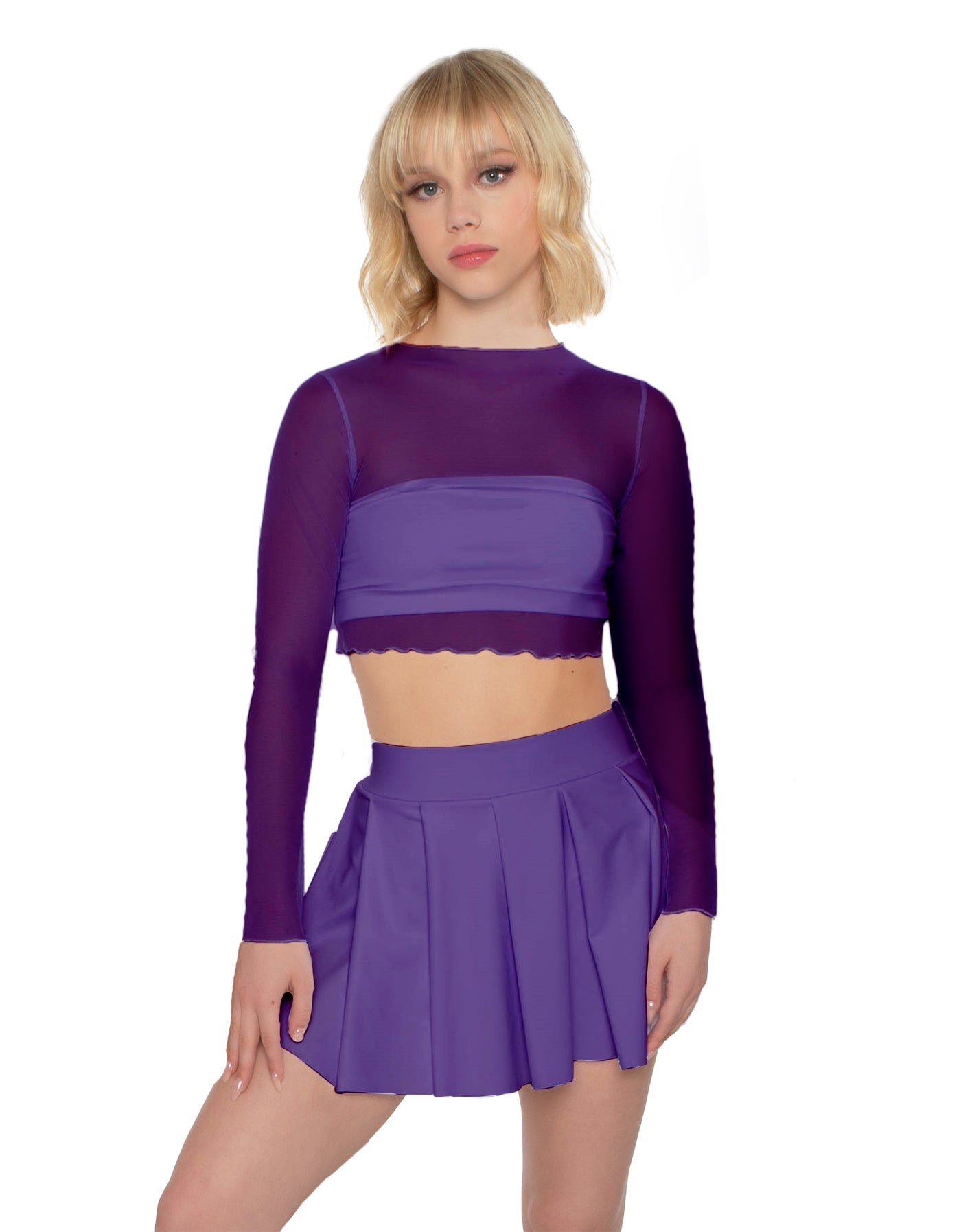Solid Lycra Pleated Skirt with Panty