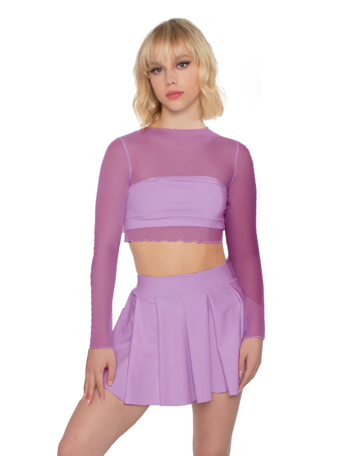Solid Lycra Pleated Skirt with Panty