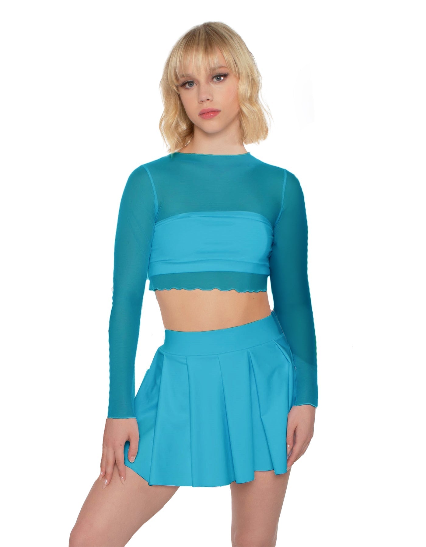 Solid Lycra Pleated Skirt with Panty