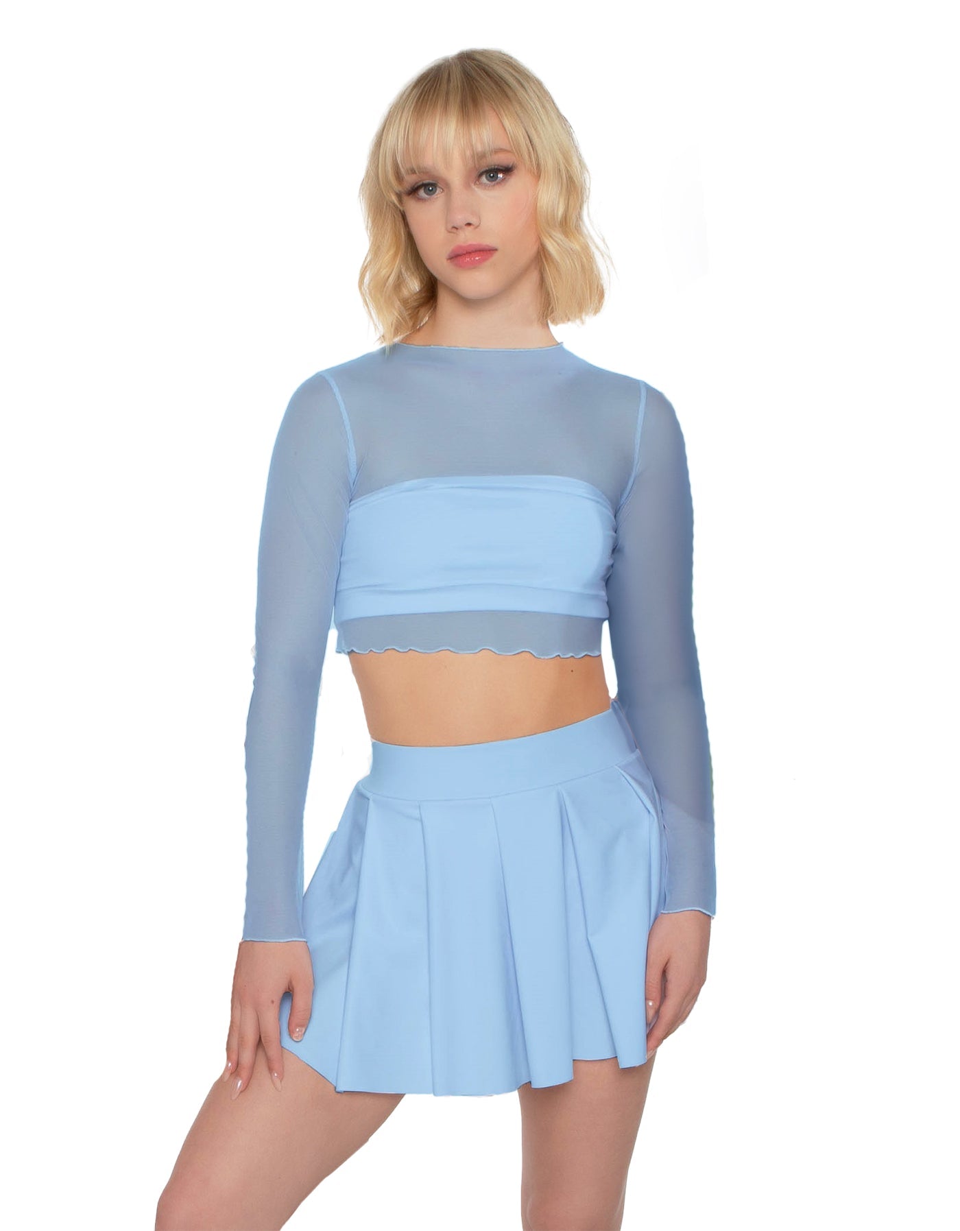 Solid Lycra Pleated Skirt with Panty