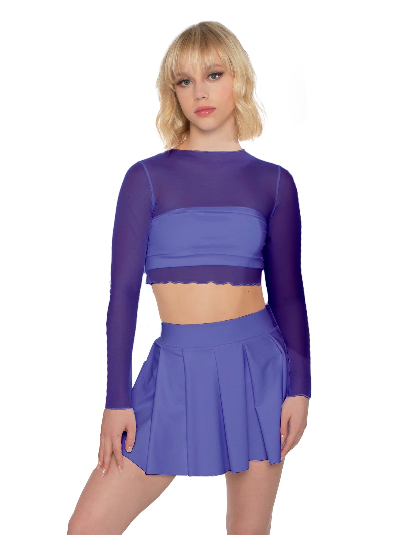Solid Lycra Pleated Skirt with Panty