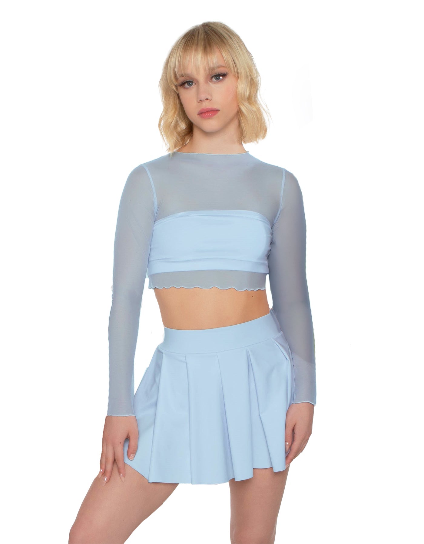 Solid Lycra Pleated Skirt with Panty