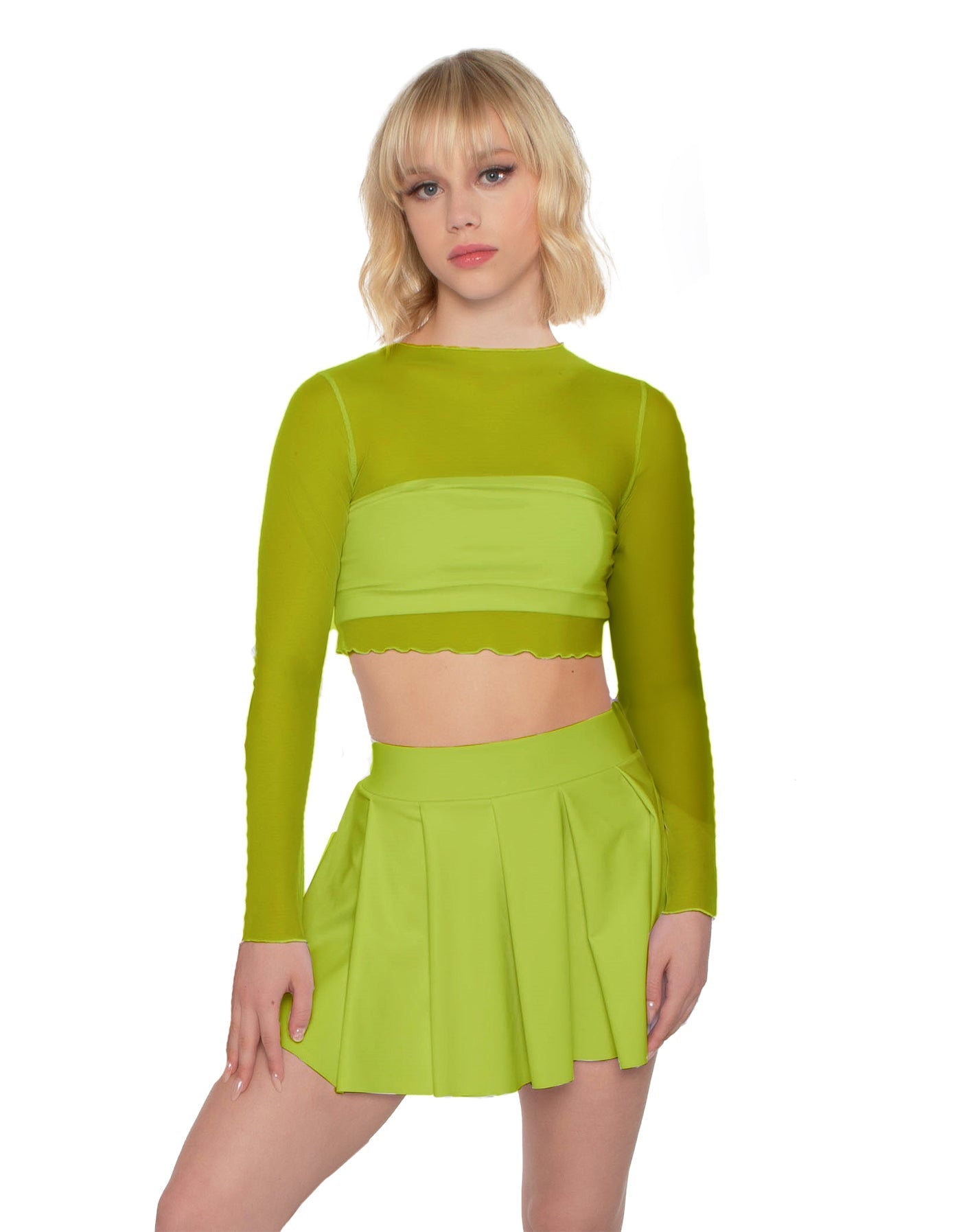 Solid Lycra Pleated Skirt with Panty