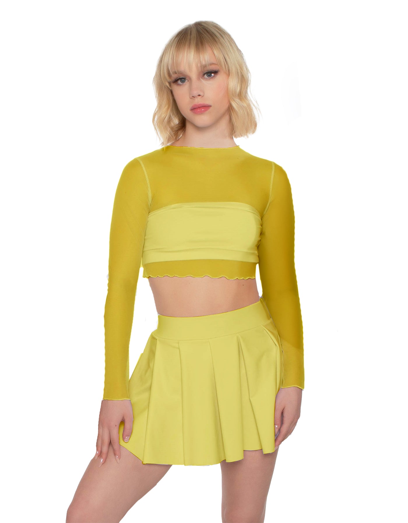 Solid Lycra Pleated Skirt with Panty
