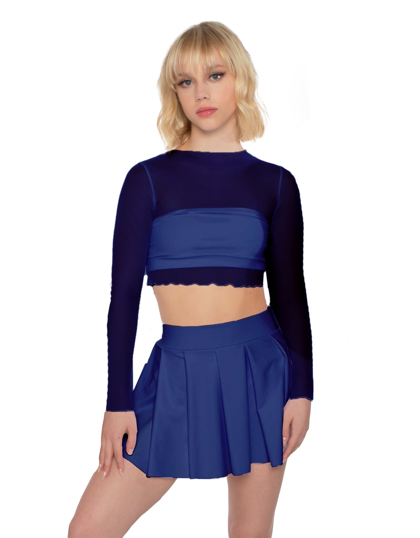 Solid Lycra Pleated Skirt with Panty