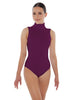 Solid Lycra Keyhole Open Back Leotard - Tall Collar