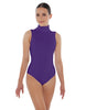 Solid Lycra Keyhole Open Back Leotard - Tall Collar