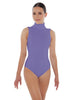 Solid Lycra Keyhole Open Back Leotard - Tall Collar