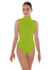 Solid Lycra Keyhole Open Back Leotard - Tall Collar