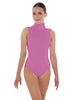 Solid Lycra Keyhole Open Back Leotard - Tall Collar