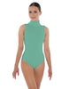 Solid Lycra Keyhole Open Back Leotard - Tall Collar