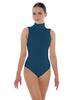 Solid Lycra Keyhole Open Back Leotard - Tall Collar