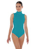 Solid Lycra Keyhole Open Back Leotard - Tall Collar