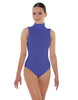 Solid Lycra Keyhole Open Back Leotard - Tall Collar