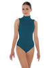 Solid Lycra Keyhole Open Back Leotard - Tall Collar
