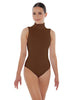 Solid Lycra Keyhole Open Back Leotard - Tall Collar