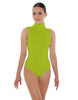 Solid Lycra Keyhole Open Back Leotard - Tall Collar