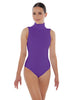 Solid Lycra Keyhole Open Back Leotard - Tall Collar