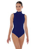 Solid Lycra Keyhole Open Back Leotard - Tall Collar