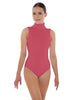 Solid Lycra Keyhole Open Back Leotard - Tall Collar
