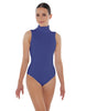 Solid Lycra Keyhole Open Back Leotard - Tall Collar