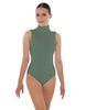 Solid Lycra Keyhole Open Back Leotard - Tall Collar