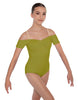 Solid Lycra Off The Shoulder Cap Sleeve Leotard