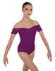 Solid Lycra Off The Shoulder Cap Sleeve Leotard