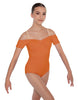 Solid Lycra Off The Shoulder Cap Sleeve Leotard