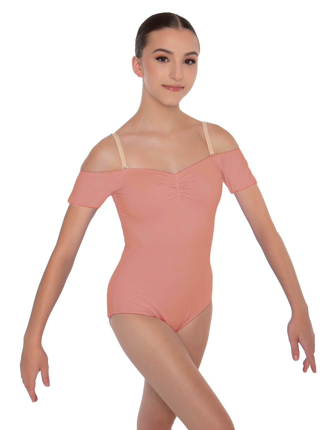 Solid Lycra Off The Shoulder Cap Sleeve Leotard