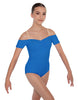 Solid Lycra Off The Shoulder Cap Sleeve Leotard