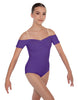 Solid Lycra Off The Shoulder Cap Sleeve Leotard