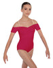 Solid Lycra Off The Shoulder Cap Sleeve Leotard
