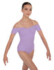 Solid Lycra Off The Shoulder Cap Sleeve Leotard