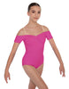 Solid Lycra Off The Shoulder Cap Sleeve Leotard