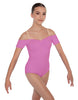 Solid Lycra Off The Shoulder Cap Sleeve Leotard