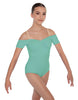 Solid Lycra Off The Shoulder Cap Sleeve Leotard