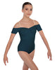 Solid Lycra Off The Shoulder Cap Sleeve Leotard