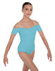 Solid Lycra Off The Shoulder Cap Sleeve Leotard