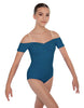 Solid Lycra Off The Shoulder Cap Sleeve Leotard