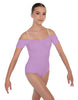 Solid Lycra Off The Shoulder Cap Sleeve Leotard