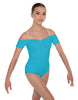 Solid Lycra Off The Shoulder Cap Sleeve Leotard