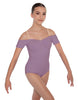 Solid Lycra Off The Shoulder Cap Sleeve Leotard
