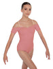 Solid Lycra Off The Shoulder Cap Sleeve Leotard