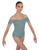 Solid Lycra Off The Shoulder Cap Sleeve Leotard