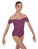 Solid Lycra Off The Shoulder Cap Sleeve Leotard