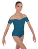 Solid Lycra Off The Shoulder Cap Sleeve Leotard