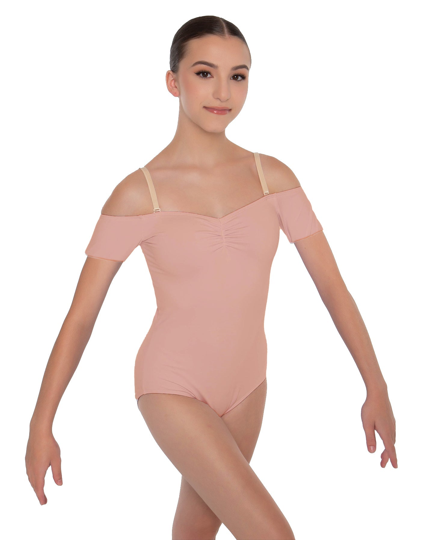Solid Lycra Off The Shoulder Cap Sleeve Leotard